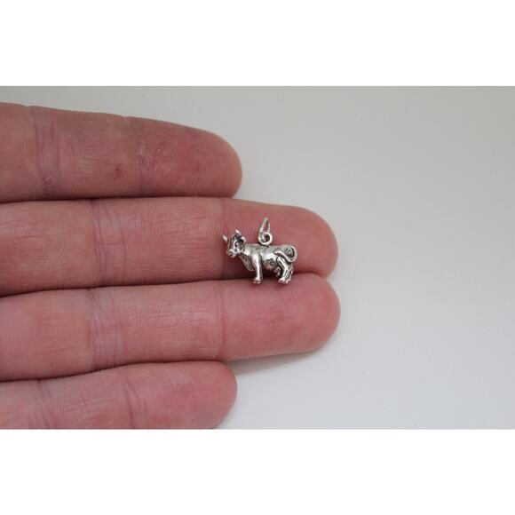 Sterling Silver Oxidized Cow Charm, Sterling Silver Cow Charm,  Cow Pendant - Picture 1 of 5